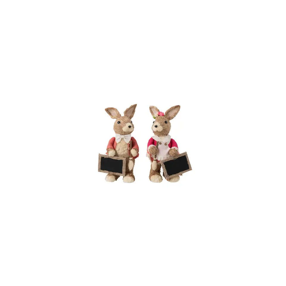 RABBIT CHALKBOARD ORNAMENT NAT PNK BOY